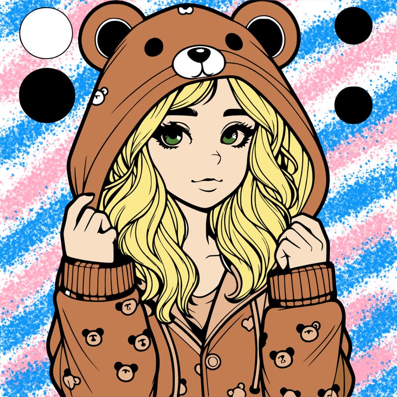 realistic girl in a animal pjs hoodie