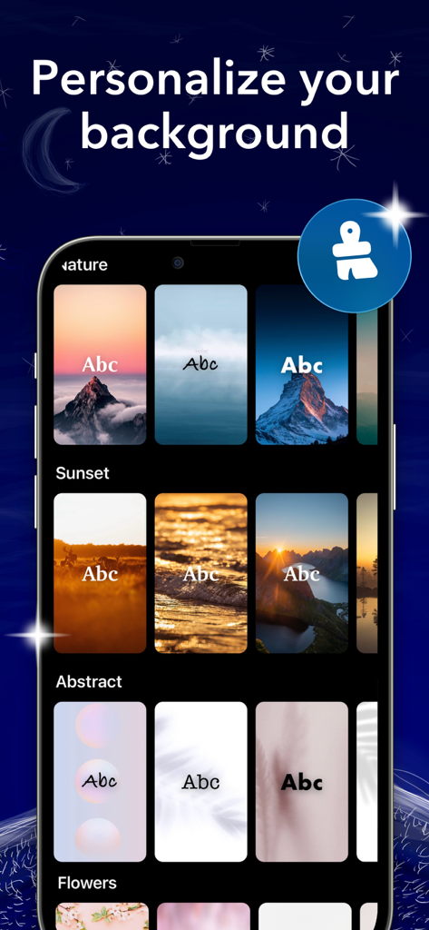 I am + AI Affirmations Widget - Personaliza fondos de afirmaciones con varios temas estéticos como naturaleza y atardecer