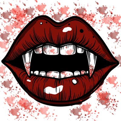 lips with vampire teeth