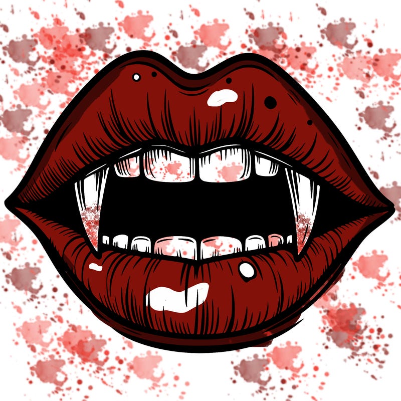 lips with vampire teeth