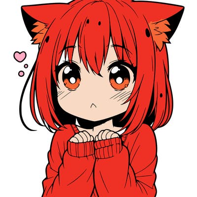 shy anime catgirl