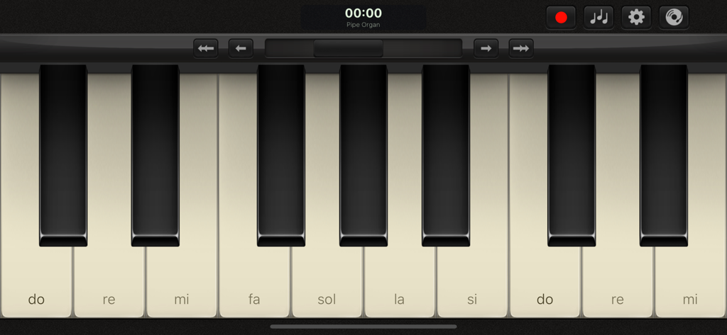 Keys: Organ, Piano, Percussion - Virtual piano keyboard with solfege note labels and recording interface