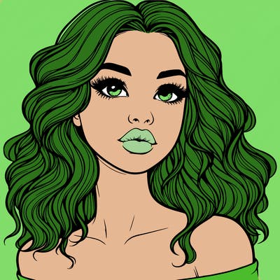 realistic girl with wavy hair and lips