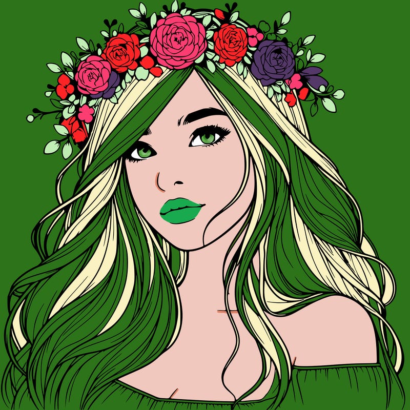 realistic girl with flower crown
