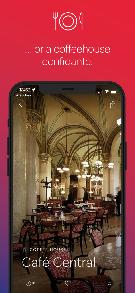 ivie – Official Vienna Guide - Cafe Central interior shown in the ivie Vienna guide app