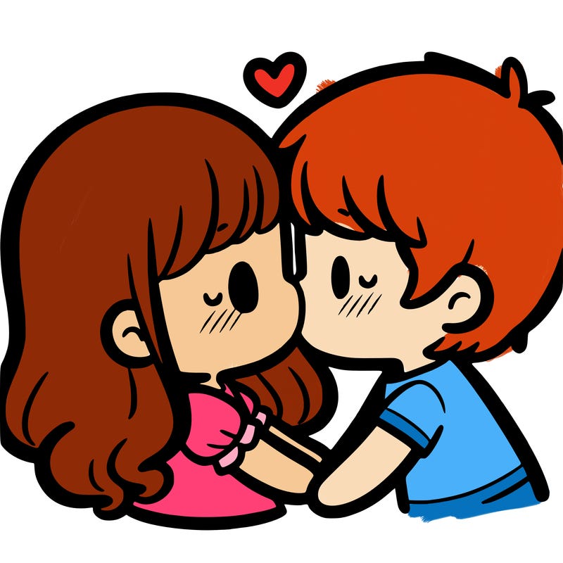 a girl and a boy kissing