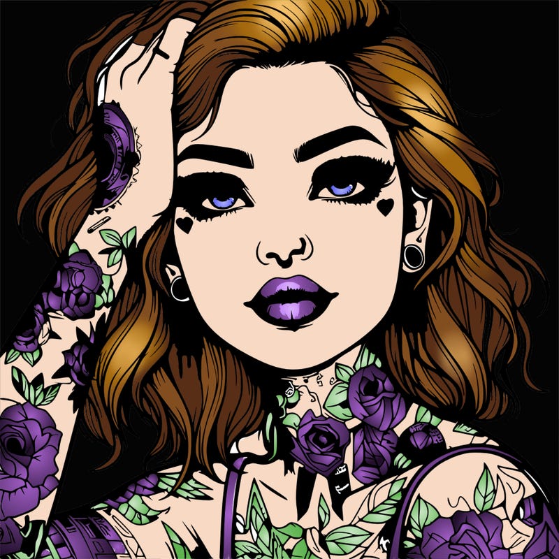 realistic girl with tattoos all over