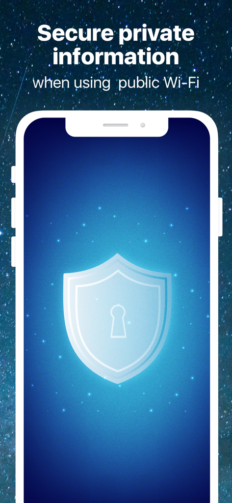 Pantalla de smartphone con un icono de escudo de seguridad para la protección de información privada en Wi-Fi público