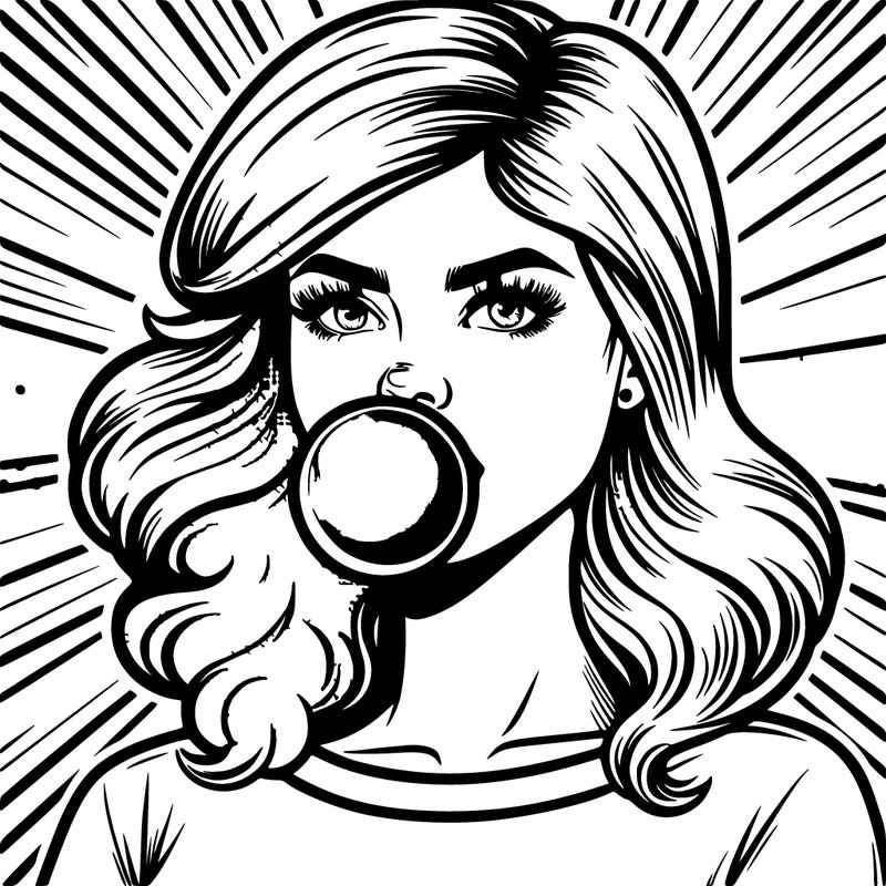 bubble gum girl pop art