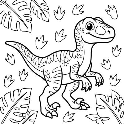 Get ready for a prehistoric adventure with this adorable Velociraptor coloring page, specially designed for toddlers. Its thick lines and large coloring areas make it perfect for little hands to explore creativity.