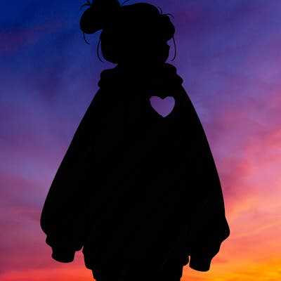 realistic girl with a oversized sweatshirt on and a bun