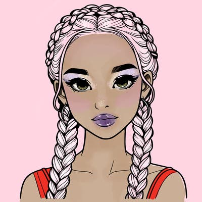 realistic girl with braids