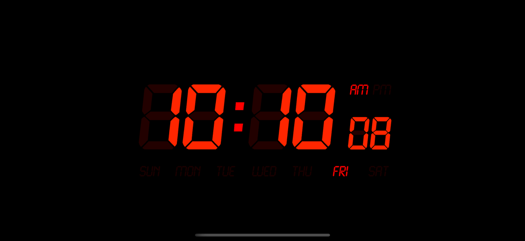 Alarm Clock - Wake Up Easily! - Un reloj despertador digital retro con pantalla LCD roja que muestra la hora 10:10 AM un viernes