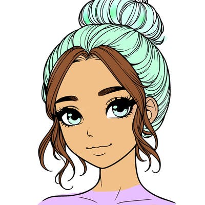 realistic pretty girl with hair in bun