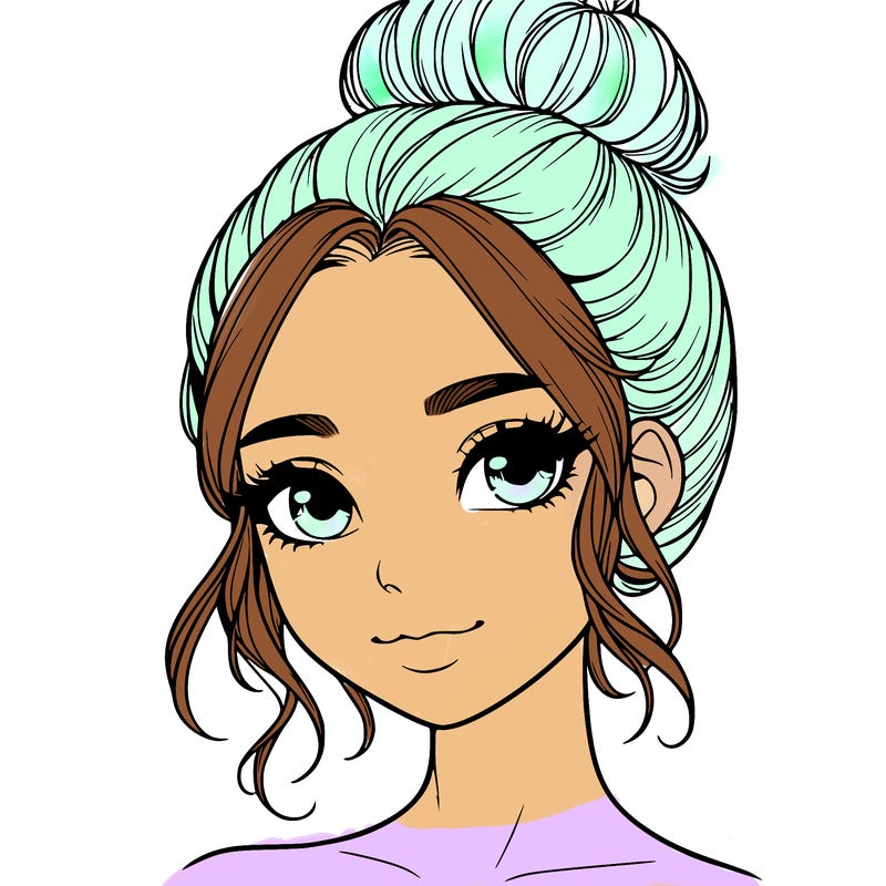realistic pretty girl with hair in bun