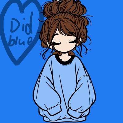 girl with baggy sweatshirt and messy bun