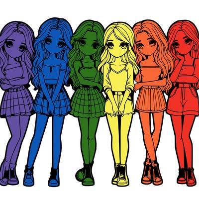 a group of girls realistic