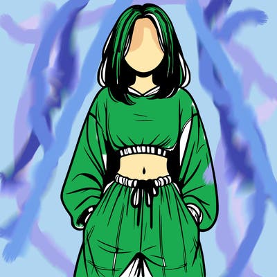 realistic girl faceless with baggy pants and a crop top