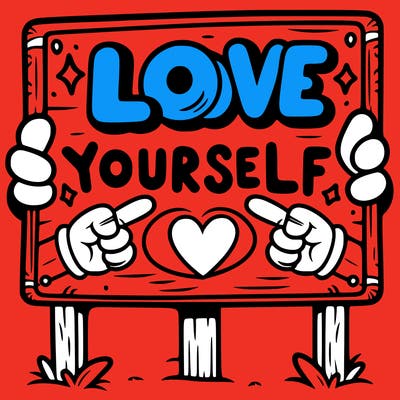 a sign where it is written: love yourself