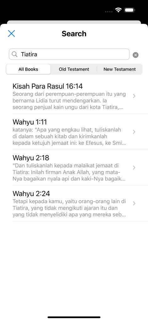 Alkitab - Search results for the keyword Tiatira in the Alkitab Indonesian Bible app