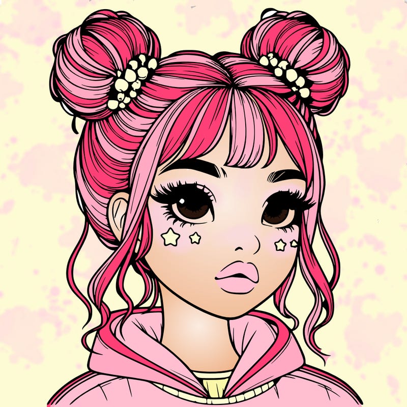 realistic girl with space buns