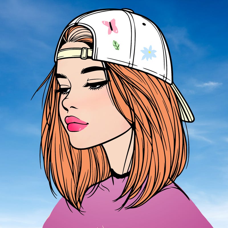 realistic  girl with a backwards hat