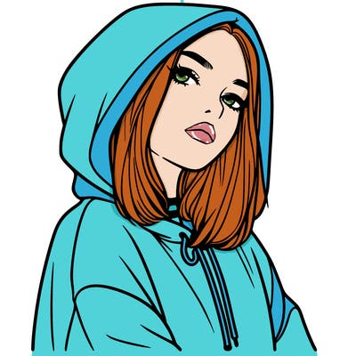 a realistic girl in a hoodie