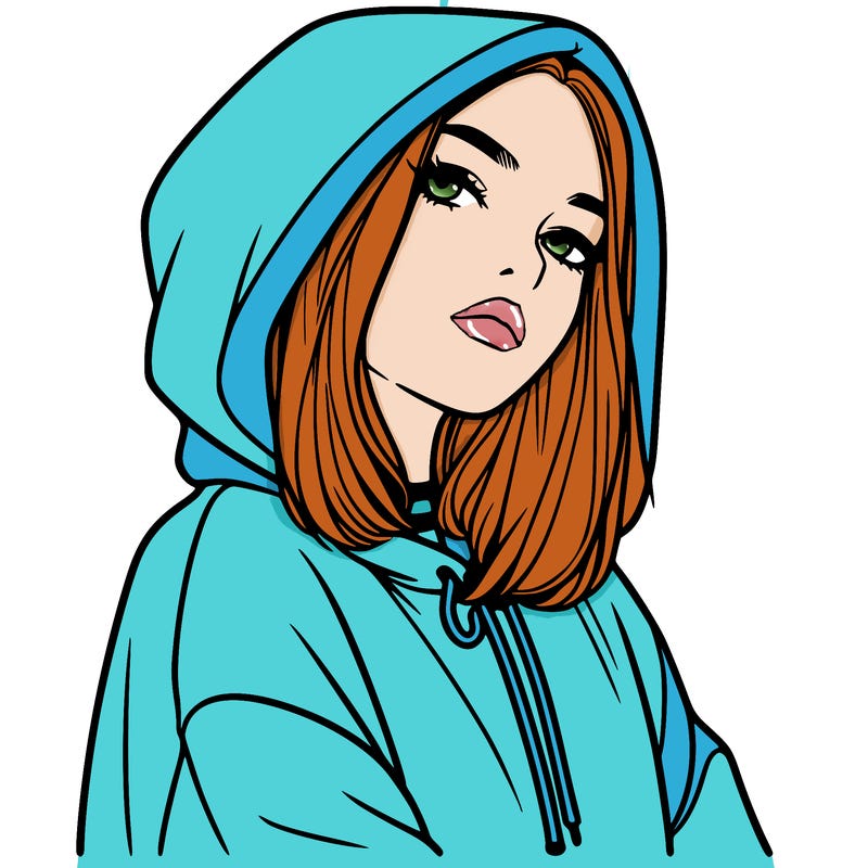a realistic girl in a hoodie