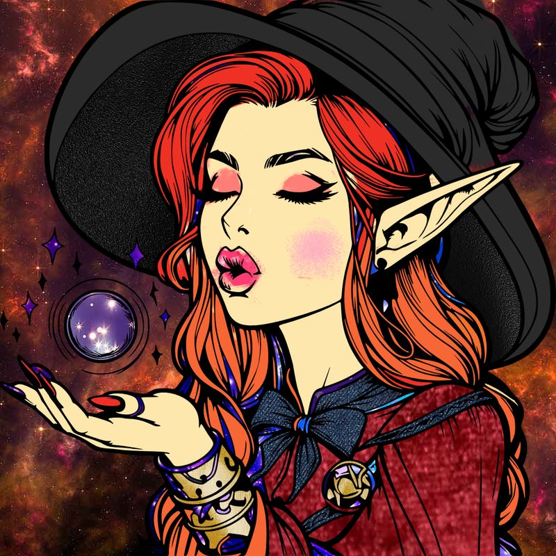 realistic elf casting a spell with lips