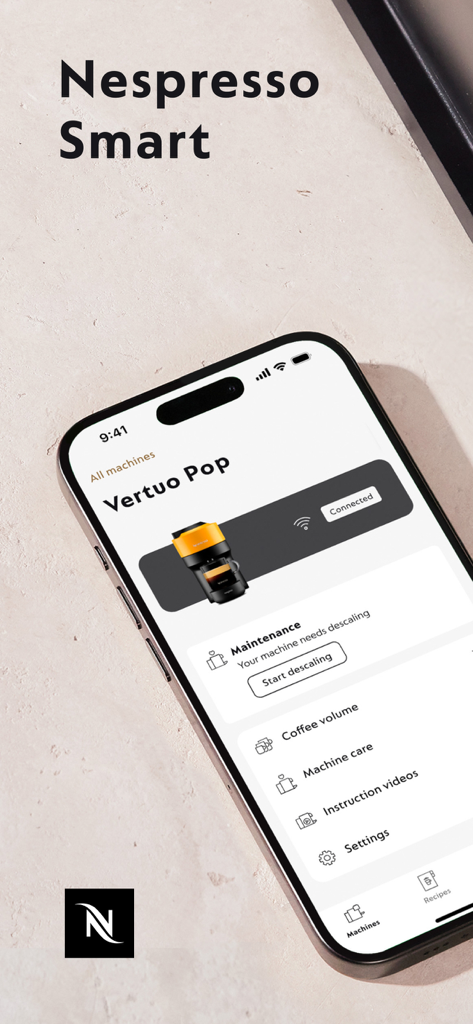 Nespresso Smart 앱, Vertuo Pop 머신 관리 인터페이스