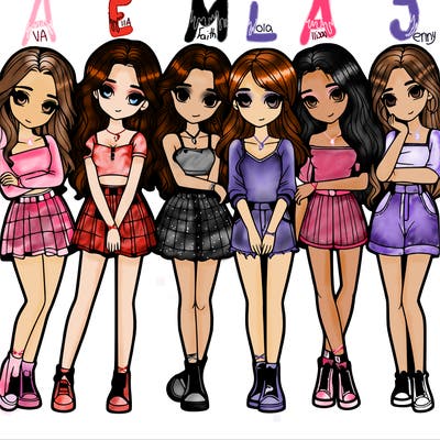 a group of girls realistic