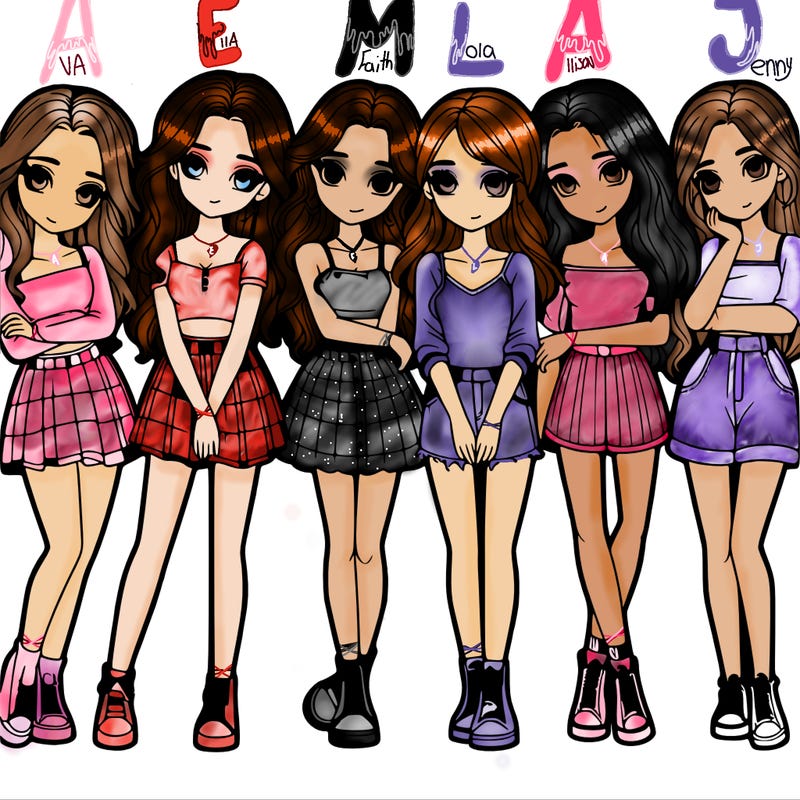 a group of girls realistic