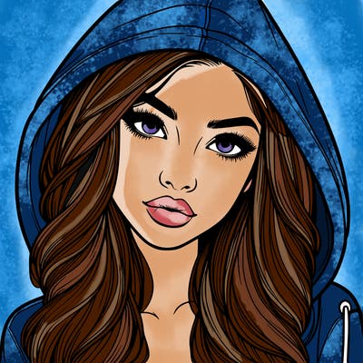 realistic beautiful girl with a hood on