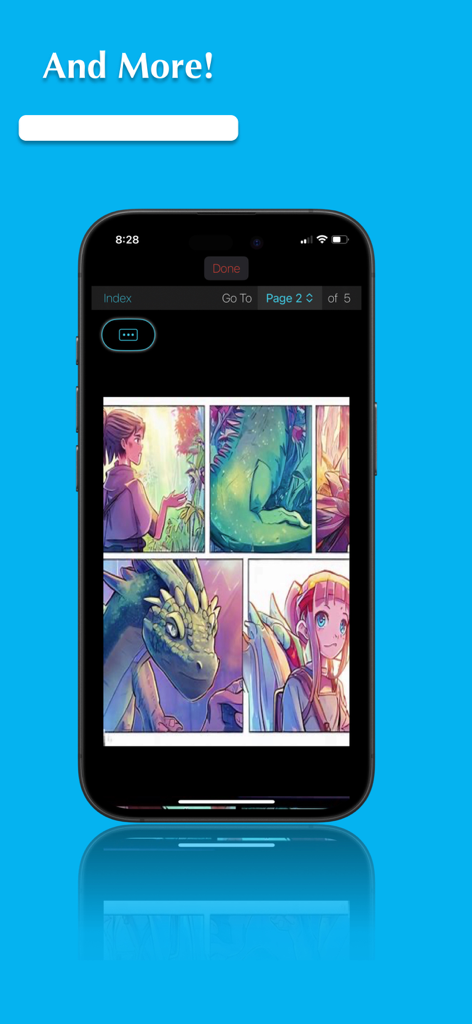 Dream Novels - Smartphone screen displaying an anime-style comic page in the Dream Novels app.