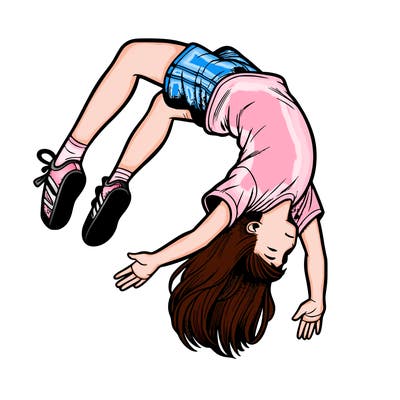 realistic girl doing a backflip