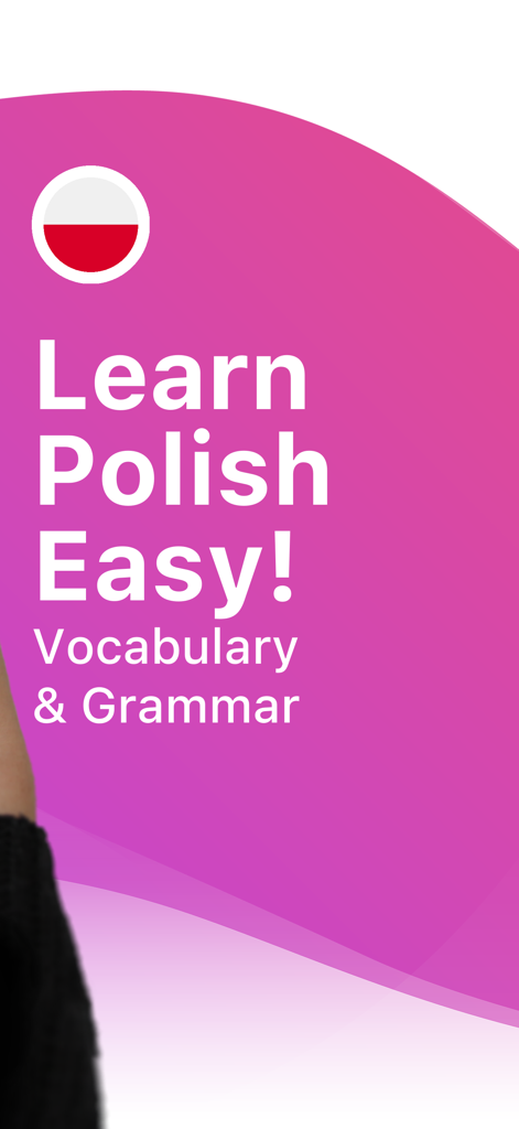 Schermata di introduzione per Impara il polacco con LENGO con lezioni di vocabolario e grammatica con l'icona della bandiera polacca