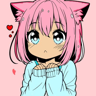 shy anime catgirl