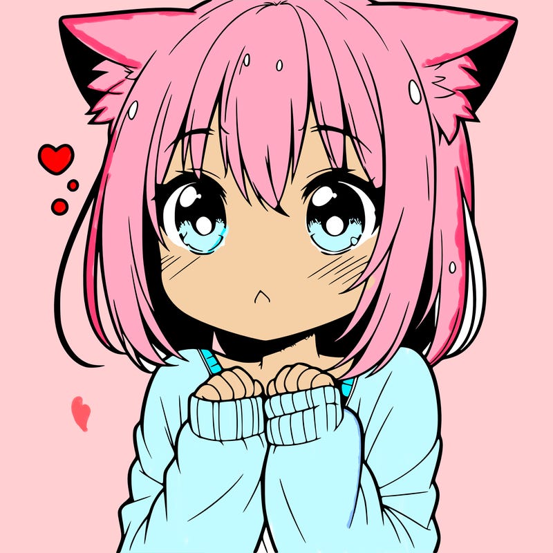 shy anime catgirl