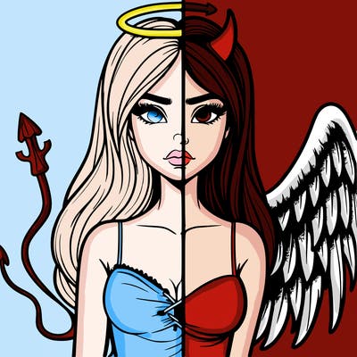 devil vs angel realistic girl