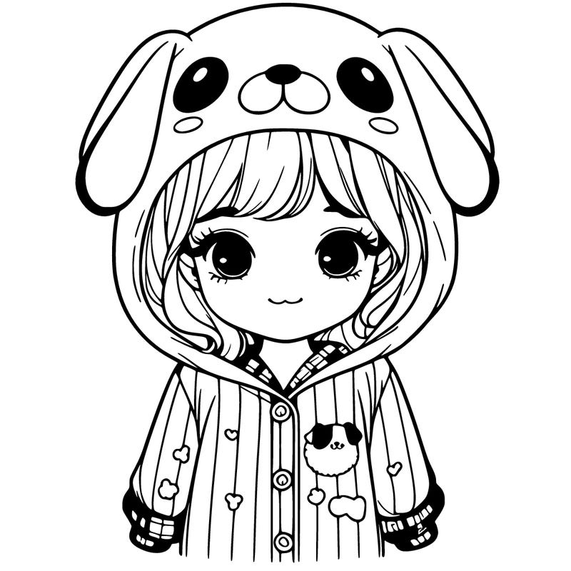 realistic girl in dog pjs