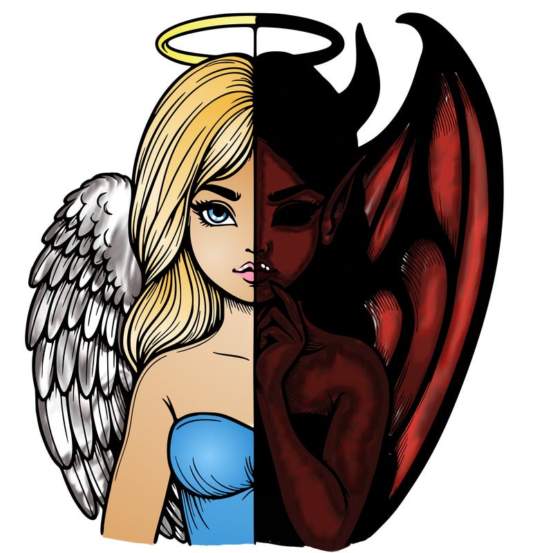 realistic angel half demon