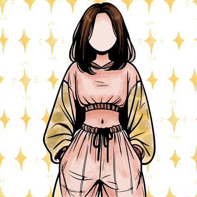 realistic girl faceless with baggy pants and a crop top