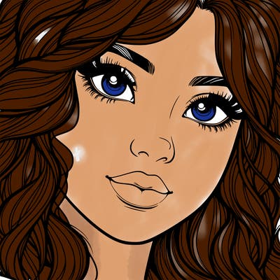 beautiful realistic girl close up to the camera with wavy hair,