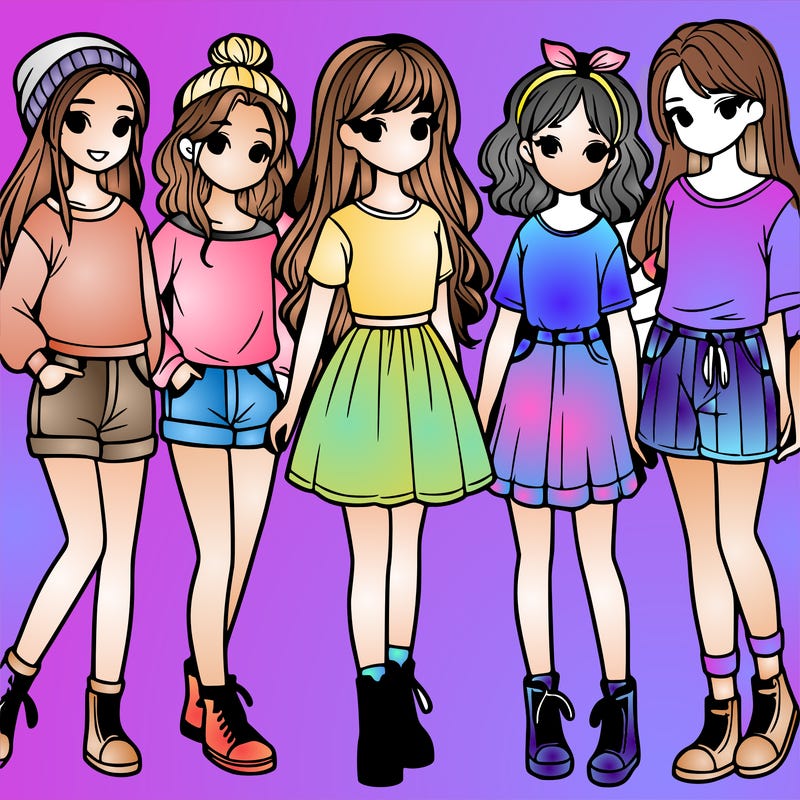 a group of five girls