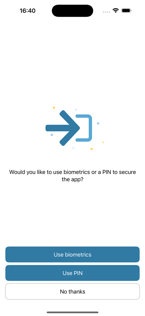 Pantalla de configuración de seguridad para la aplicación móvil Cezanne HR que muestra opciones biométricas y de PIN.
