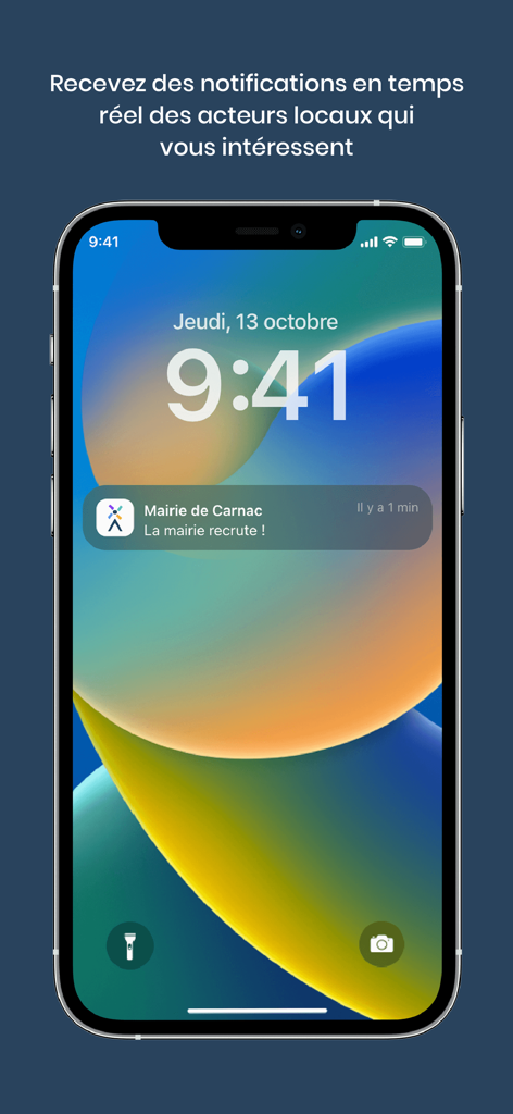 Mon Village - infos & services - Smartphone lock screen displaying a real time local government notification from the Mon Village app