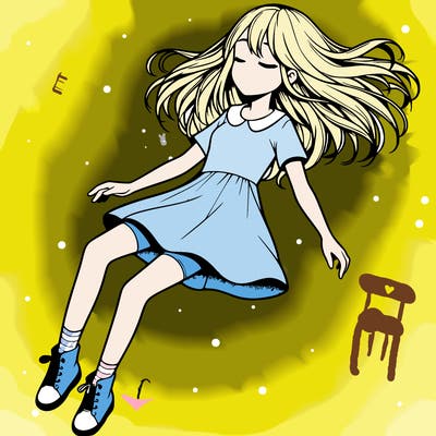 realistic girl floating