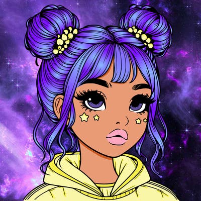 realistic girl with space buns