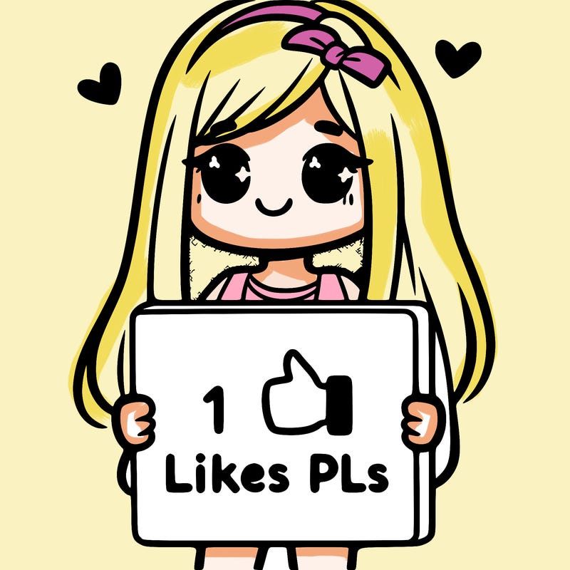 girl holding a sign saying 10 likes pls