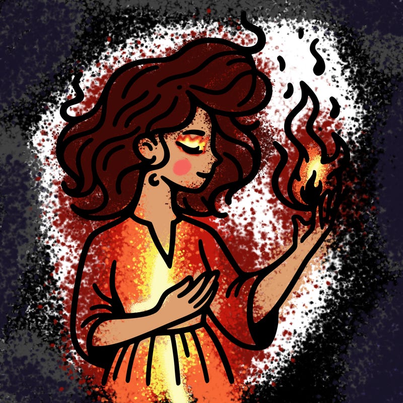 woman with fire